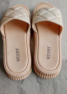 Beige Quilted Slides