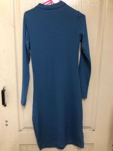 Ribbed Blue/Teal Long Sleeve Dress