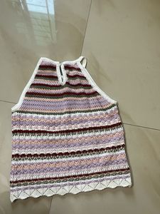 Striped Crochet Halter Top