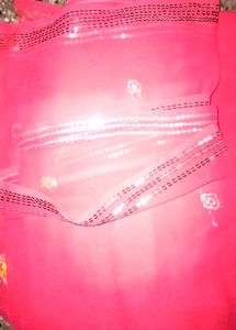 Brown &amp; Pink Embroidered Fabric