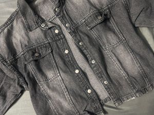 y2k faded grey denim jacket