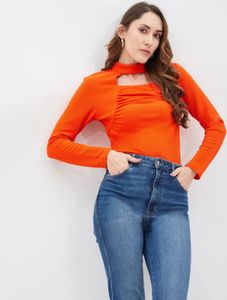 Orange halter neck top