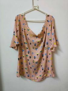 Peach Printed Top