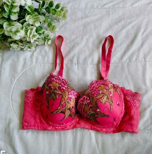Pink Embroidery Bra
