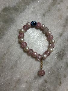Pink Crackle Bracelet with Evil Eye ✨🎀🧿