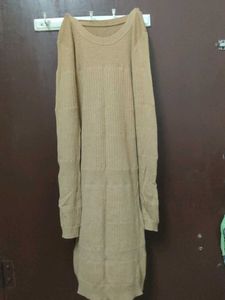 Tan Knit Sweater Dress