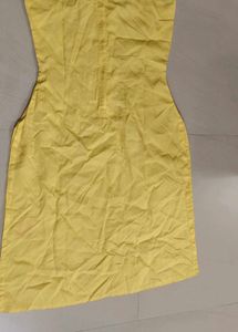 Yellow Embroidered sleeveless kashmiri work kurta