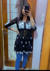 Black Chikankari Kurti Size L ,xl