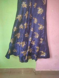 Elegant Navy Blue &amp; Gold Embellished Dress