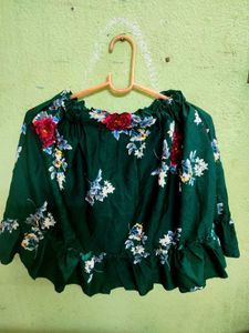 Dark green Floral Mini Skirt