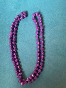 Purple Pebble Bead Thread Knit Necklace
