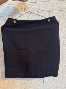 Beautiful Black Skirt With Golden Button