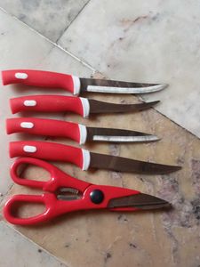 5 Pcs Set 1psc Stand 4pcs Knife 1pcs Scissor