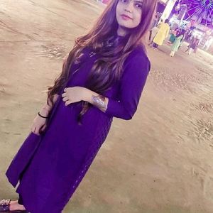 Blue Kurta With Net Pattern At Back Side