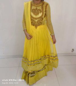 Yellow Embroidered Anarkali Suit