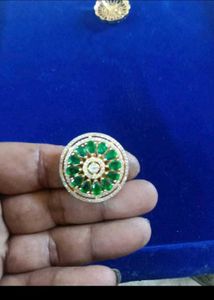 Designer Gold-toned Ring With American AD Stones