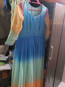 Blue Dress with Lace Detail