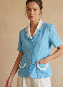 Beautiful Korean Blue And White Top