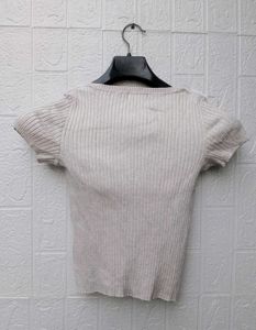 New with tag chic Ribbed Button-Front Top