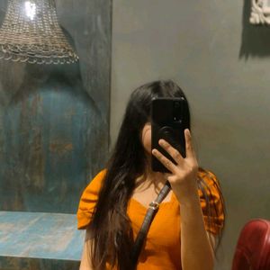 Cute Rusty Orange Puff Sleeve Top
