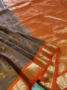 Elegant Orange &amp; Grey Saree