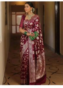 Elegant Maroon Banarasi Saree