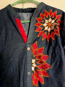 Denim Embroidered Tunic Dress