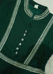 Green Embroidered Frock With Laggie