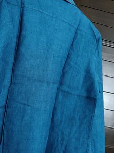 Zodiac Men Blue Pure Linen Shirt