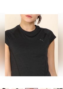 PUMAWomen Self Design Round Neck Black, Grey T-Shi