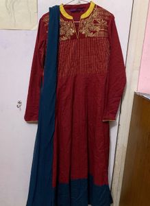 Embroidered Red & Gold Indian Dress