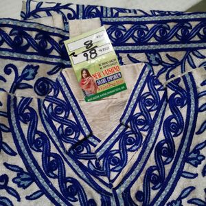 Women Blue Original Kashmiri Embroidery Kutra