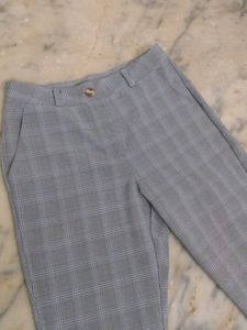 Gray Plaid Ankle Pants