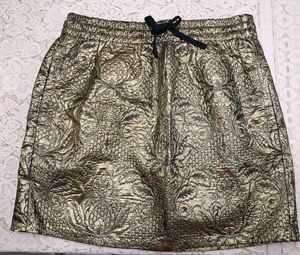 Party Wear Gold Patterned Skirt