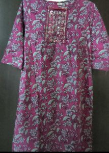Printed Purple Cotton Kurti