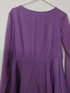 Purple Fit &amp; Flare Dress With Dupatta