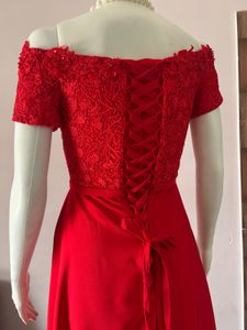 Red off shoulder lux gown