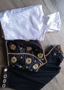 Gorgeous Blouse Combo Set Black And Withe