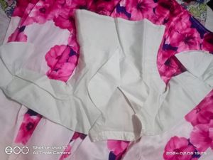 Pink N White Skirt With Top