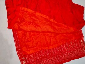 Red Suit Salwar Golden Sequins Work