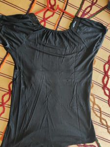 Chic Black Top with Bow Detail