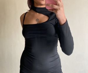 Black One Shoulder Mini Dress