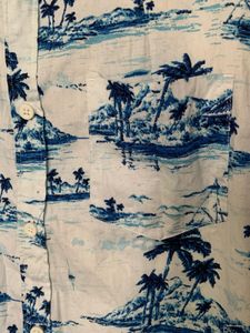 White And Blue Printed Shirt For Men