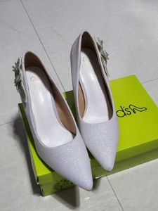 White Glitter Heels