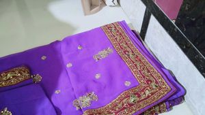 Purple Embroidered Saree