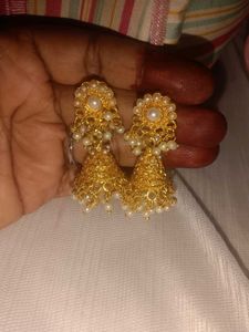 Antique gold jhumka womens