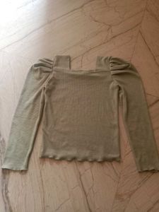 Olive Green Puff Sleeve Top