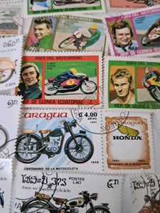 25 Motorcycle Bike Theme Stamps