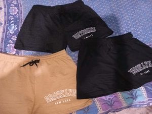 3 Shorts Combo (Black, Grey And Beige)