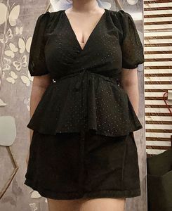 Black Polka Dot Wrap Top